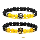 6PC Lion Head Drum Beads 8mm Bracelet Natural Stone Agates Fine Jewelry