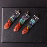 Druzy 7 Chakra Natural Stone Yoga Necklace Pendants Gravel Quartz Pendulum 6pcs
