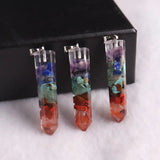Druzy 7 Chakra Natural Stone Yoga Necklace Pendants Gravel Quartz Pendulum 6pcs