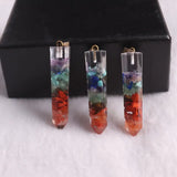 Druzy 7 Chakra Natural Stone Yoga Necklace Pendants Gravel Quartz Pendulum 6pcs