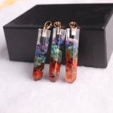 Druzy 7 Chakra Natural Stone Yoga Necklace Pendants Gravel Quartz Pendulum 6pcs