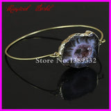 Natural Brown Druzy Stone Bangle Bracelet
