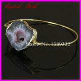Natural Brown Druzy Stone Bangle Bracelet
