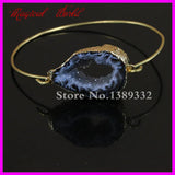 Natural Brown Druzy Stone Bangle Bracelet