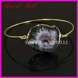 Natural Brown Druzy Stone Bangle Bracelet