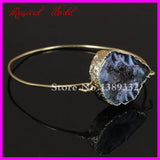 Leopard Stripe Druzy Stone Bangle Bracelet