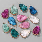 Druzy Crystal Pendant Water Drop Shape Quartz Charms Natural Raw Stone Pendant