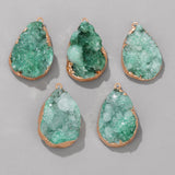 Druzy Crystal Pendant Water Drop Shape Quartz Charms Natural Raw Stone Pendant