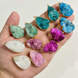 Druzy Crystal Pendant Water Drop Shape Quartz Charms Natural Raw Stone Pendant