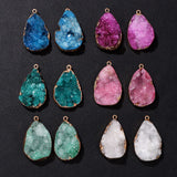 Druzy Crystal Pendant Water Drop Shape Quartz Charms Natural Raw Stone Pendant