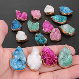 Druzy Crystal Pendant Water Drop Shape Quartz Charms Natural Raw Stone Pendant