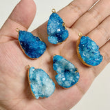 Druzy Crystal Pendant Water Drop Shape Quartz Charms Natural Raw Stone Pendant