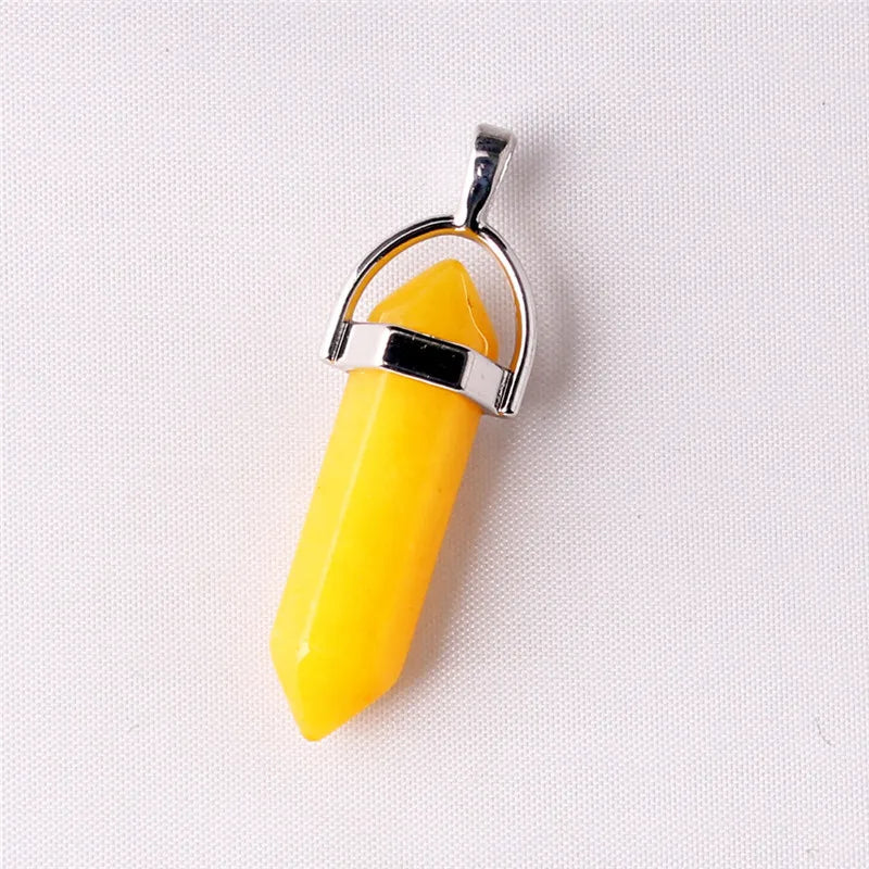 Natural Stone Hexagon Point Pendant 6pcs/lot
