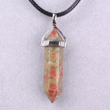 6pcs Natural Stone Pendants Charms Hexagonal Pointed Healing Reiki Chakra