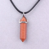 6pcs Natural Stone Pendants Charms Hexagonal Pointed Healing Reiki Chakra