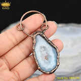 Druzy Geode Stone Slab Pendant, Bronze Agate Beads for DIY Jewelry Making