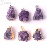 Irregular Amethysts Quartz Geode Necklace Crystal Point Stone Pendant