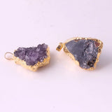 Irregular Amethysts Quartz Geode Necklace Crystal Point Stone Pendant