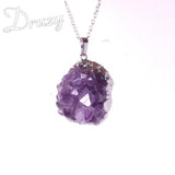 Irregular Amethysts Quartz Geode Necklace Crystal Point Stone Pendant