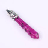 Mixed Stone Hexagonal Point Pendants 3pcs Picture Purple Aventurine