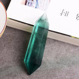 Natural Green Fluorite Rare Quartz Crystal Terminated Hexagonal Wand Point