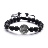 Natural Volcanic Stone Beads Bracelet with Stainless Steel Septum