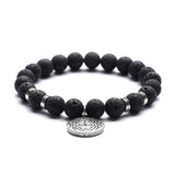 Natural Volcanic Stone Beads Bracelet with Stainless Steel Septum