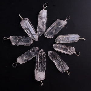 Clear Quartz Druzy Reiki Stone Pendant Necklace