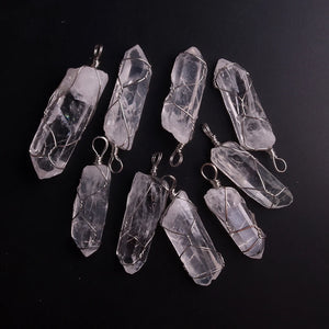 Clear Quartz Druzy Reiki Stone Pendant Necklace