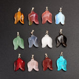 Natural Stone Tree Leaf Charm Pendant Hand Carved Bead 12pcs/lot
