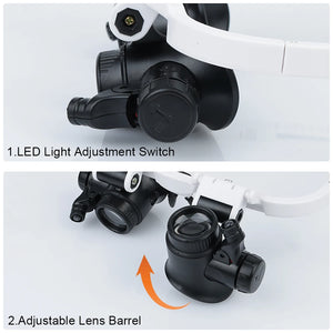 Head Mount Magnifying Glass LED Lights 8x 15x 23x