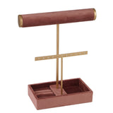 Dual T-shaped Jewelry Display Rack Holder with Large Tray