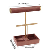 Dual T-shaped Jewelry Display Rack Holder with Large Tray