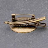 Antique Bronze Round Bezel Tray Brooch Base Pin Setting Hair Clips 10PCS