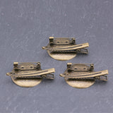 Antique Bronze Round Bezel Tray Brooch Base Pin Setting Hair Clips 10PCS