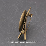 Antique Bronze Round Bezel Tray Brooch Base Pin Setting Hair Clips 10PCS