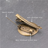 Antique Bronze Round Bezel Tray Brooch Base Pin Setting Hair Clips 10PCS