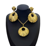 Dubai 18K Plating Jewelry Set for Women Large Hoop Earrings and Pendant