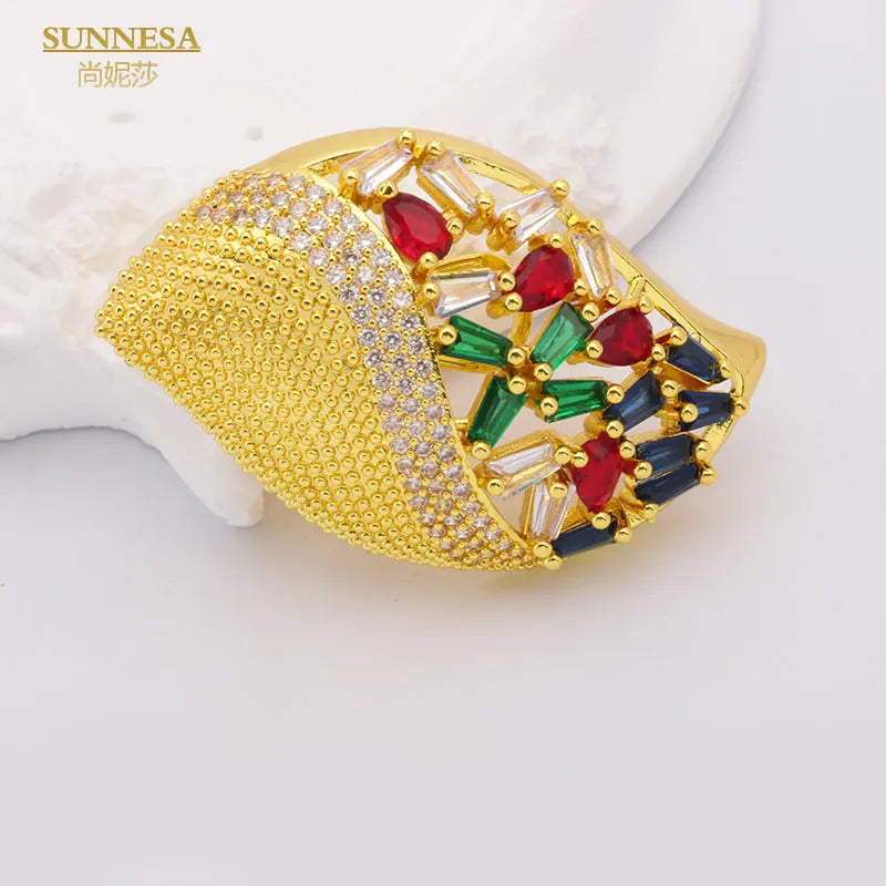 Dubai 18k Plated Zircon Drop Earrings Big Earrings For Women