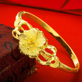 Dubai 24K Metal Oval Charm Bracelet for Women Bangle Jewelry