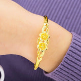 Dubai 24K Metal Oval Charm Bracelet for Women Bangle Jewelry