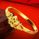 Dubai 24K Metal Oval Charm Bracelet for Women Bangle Jewelry
