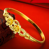 Dubai 24K Metal Oval Charm Bracelet for Women Bangle Jewelry