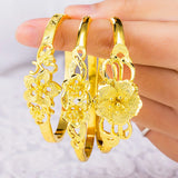 Dubai 24K Metal Oval Charm Bracelet for Women Bangle Jewelry