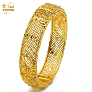 Dubai 24k Plated Bangles Wedding Indian Bangle African Women Hard Bracelets
