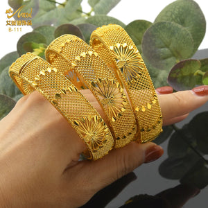 Dubai 24k Plated Bangles Wedding Indian Bangle African Women Hard Bracelets