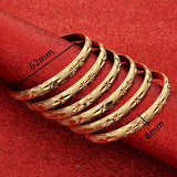 Dubai 8mm Circles Bangles Ethiopian Cuff Bracelet Wedding Jewelry