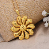 Dubai Africa Flower Copper Necklace for Men Women Chain Necklace