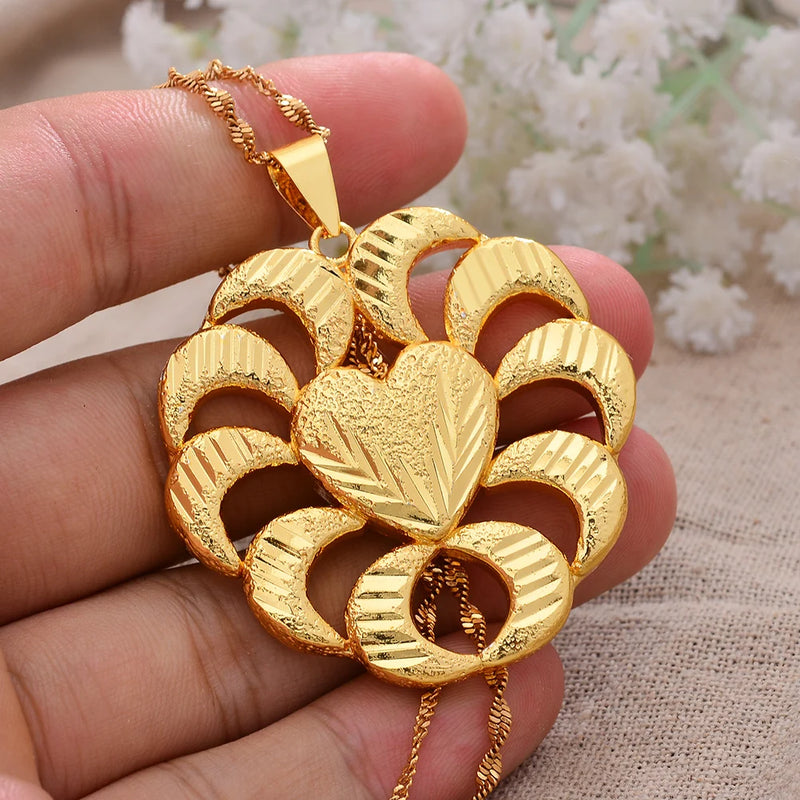 Dubai Africa Flower Copper Necklace for Men Women Chain Necklace