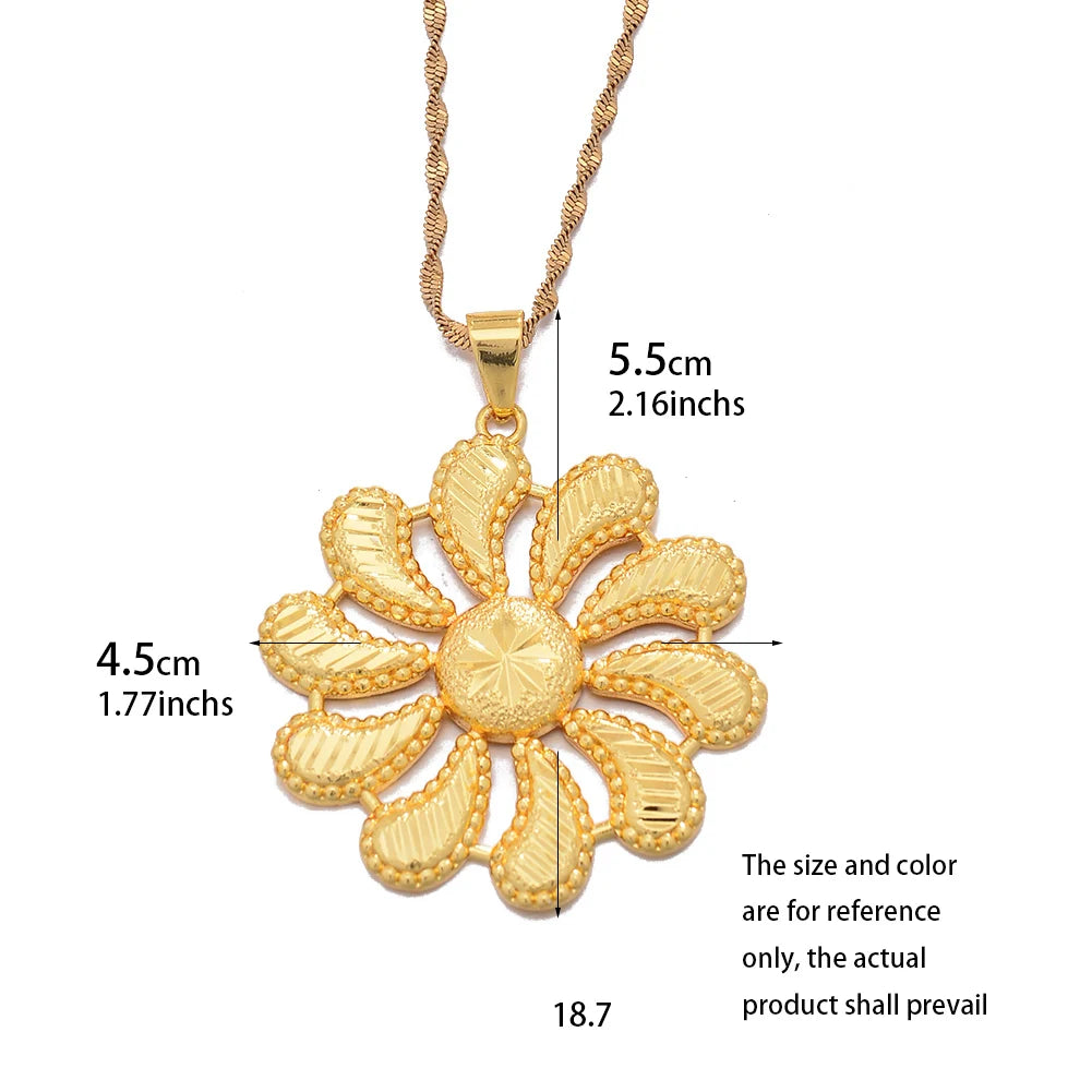 Dubai Africa Flower Copper Necklace for Men Women Chain Necklace